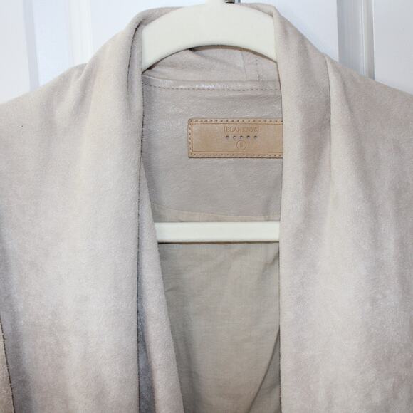 BLANK NYC Mixed Media Faux Leather Suede Moto Jacket Light Beige | Small - Picture 4 of 11